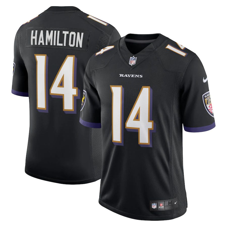 Men Baltimore Ravens 14 Kyle Hamilton Nike Black Vapor Limited NFL Jersey